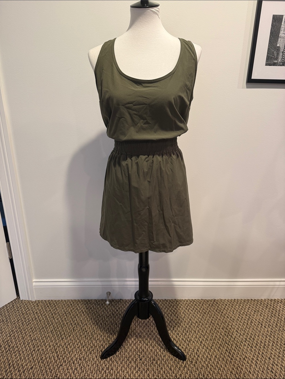 Abercrombie & Fitch Olive Green Sleeveless Elastic-Waist Mini Skort
